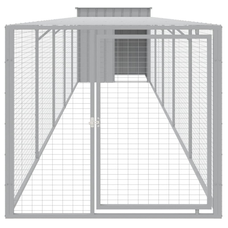 Poulailler avec grillage Ebelina, Gris clair, H 43,3 po x l 43,3 po x P 239,8 po