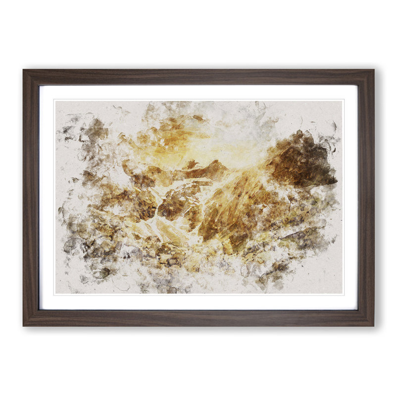 Golden Mountain Valley - Picture Frame Painting Print, Walnut Framed, 62cm H x 87cm W x 2cm D