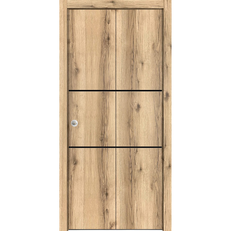 Porte pliante en bois massif massif, Chêne, 72 po x 84 po