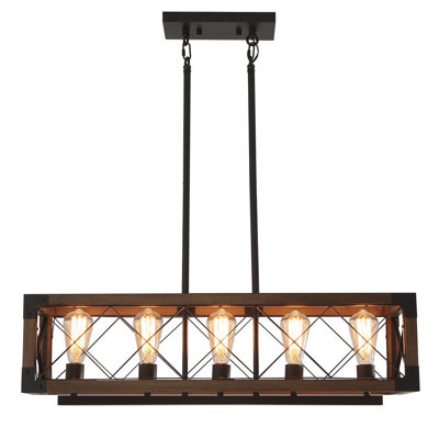 Gachette 5 - Light Iron Dimmable Kitchen Island Square / Rectangle and Rectangle Chandelier