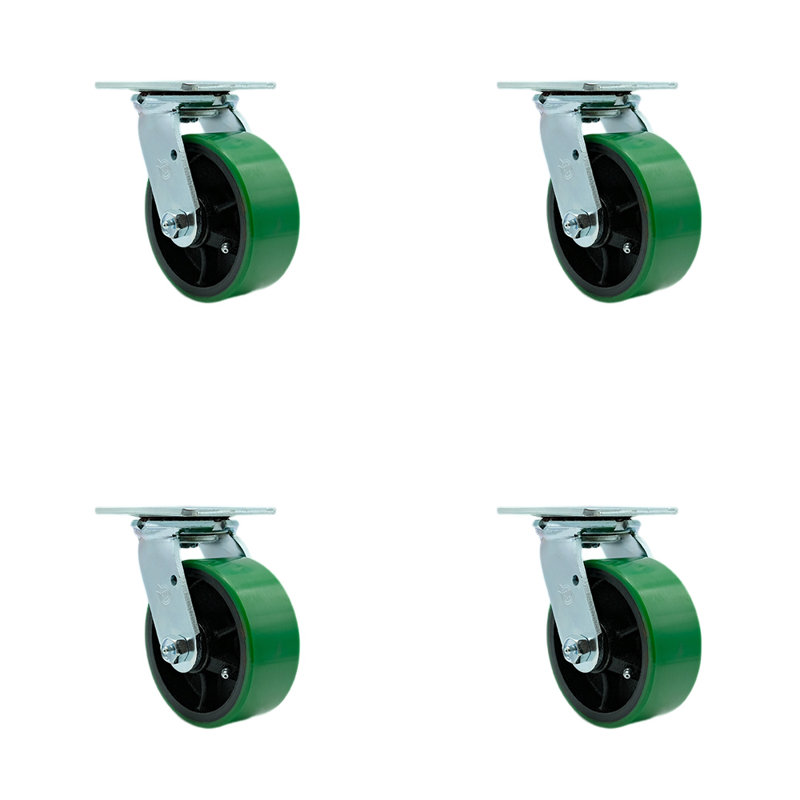 Polyuréthane sur roulettes en fonte, Vert