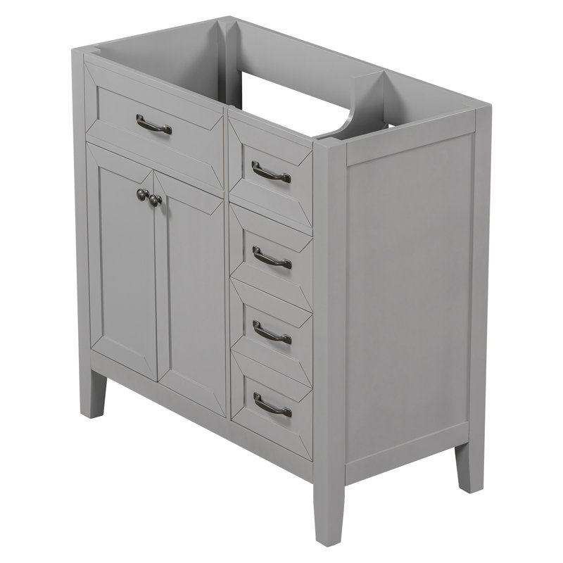 Meuble-lavabo 36 po sans lavabo, Gris, Noir