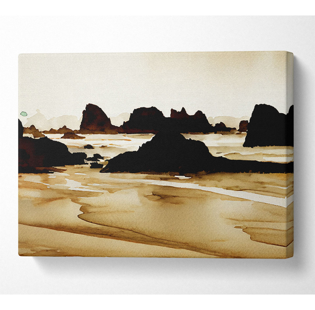 Sepia Ocean Delight - Wrapped Canvas Kunstdrucke