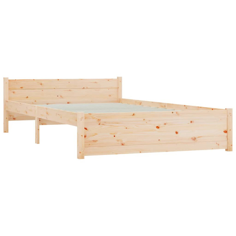 LED Bed Frame Solid Wood, Brown, Solid Wood, Small Double (4')