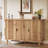Solid Wood Buffet Cabinet With Storage, Farmhouse Sideboard Cabinet With 3 Doors And 2 Adjustable Shelves, Mid Century Modern Sideboard Storage For Kitchen And Entryway