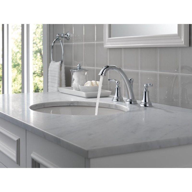 Woodhurst Widespread Bathroom Faucet Chrome, Bathroom Faucet 3 Hole, Bathroom Sink Faucet, Metal Drain Assembly, Chrome 3532LF