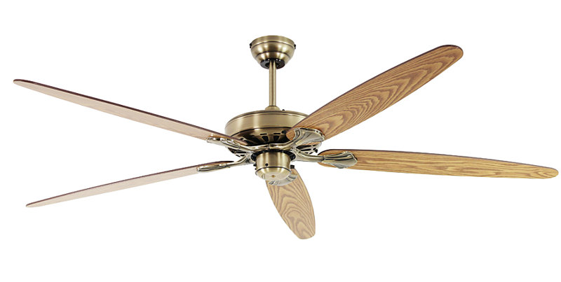 Boutwell 180cm Ceiling Fan, Antique Brass with Antique Oak and Walnut Blades
