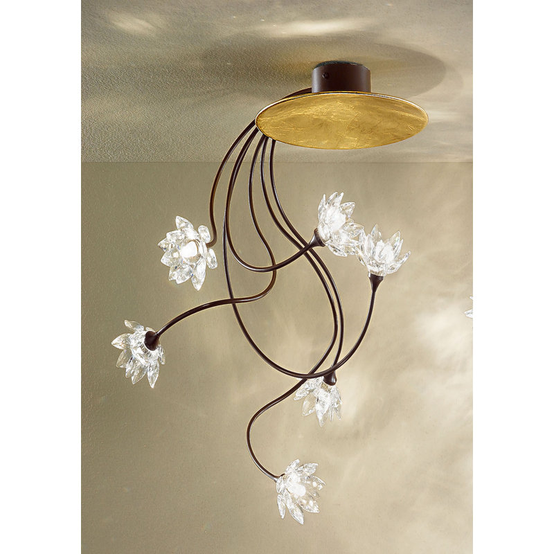 Semi Flush Mount, Gold, Clear