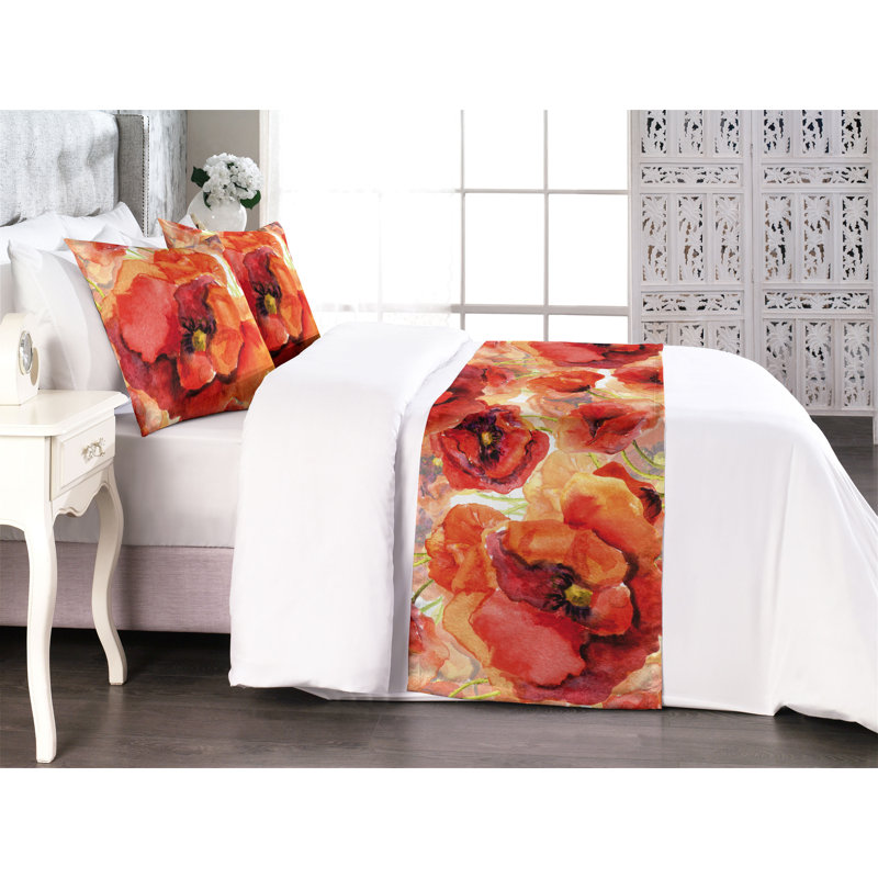 Ensemble de chemin de lit Ambesonne Poppy, Grand lit
