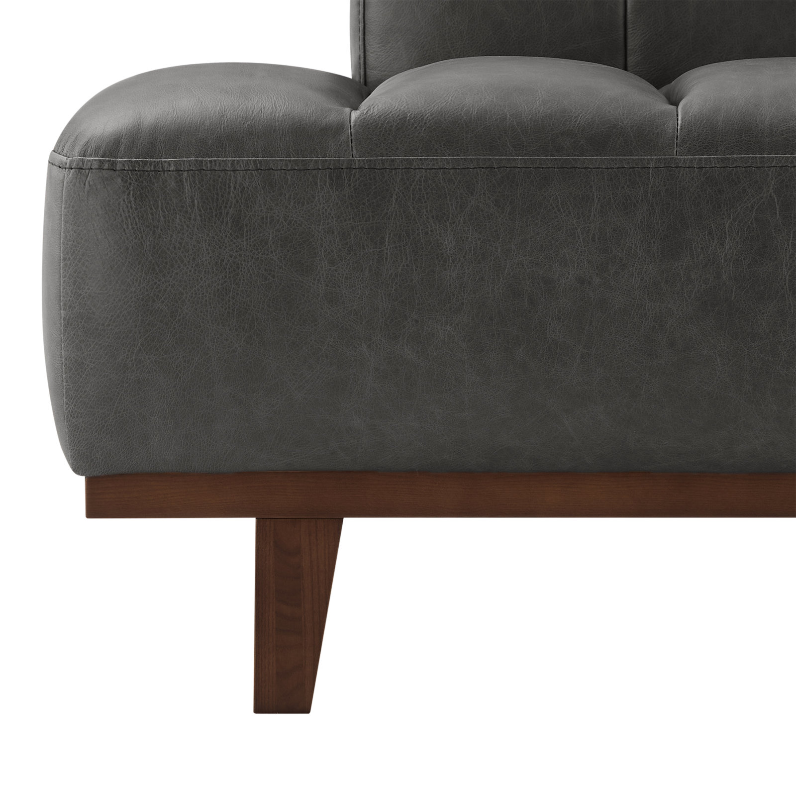 Novi Genuine Leather Chaise Lounge, Marseille Black