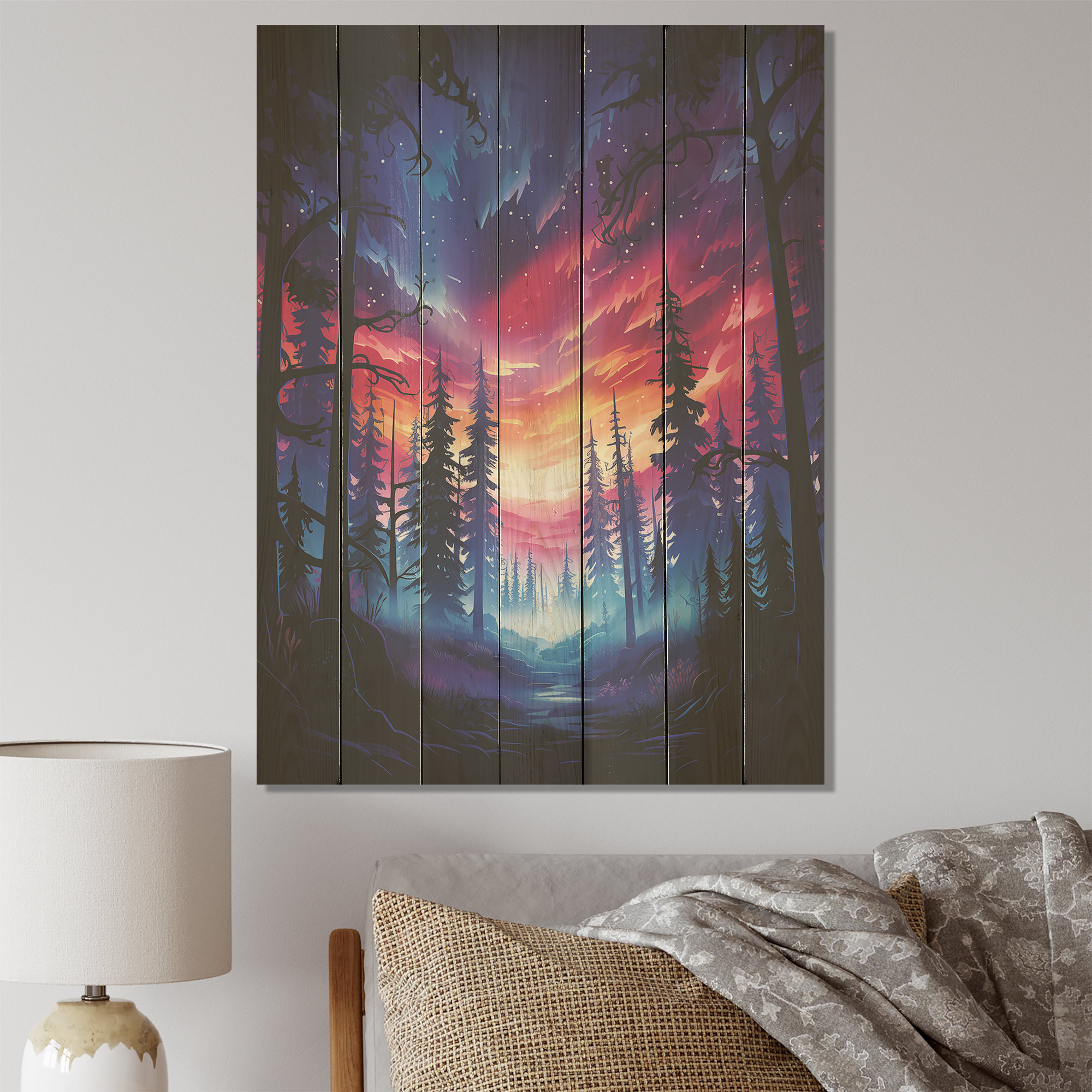 Millwood Pines Purple And Pink Northern Light Pine Tree Forest - Tree ...