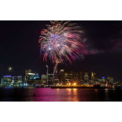 «City of Boston MA Fireworks Over The Harbor», reproduction sur toile