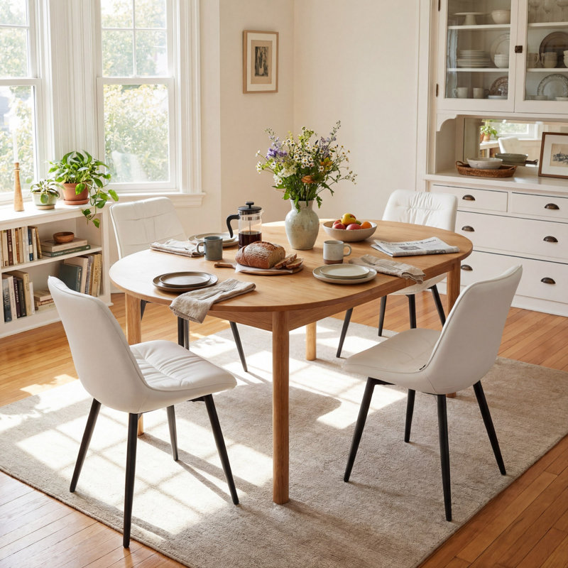 Modern Upholstered Back Dining Chair Armless Side Chair With Metal Legs, White