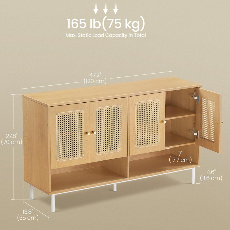 Three-layer natural rattan shoe cabinet