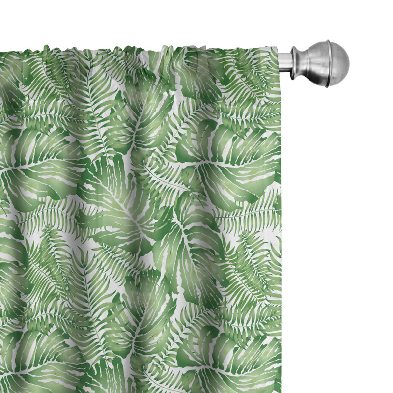 Tropical Floral Semi-Sheer Rod Pocket Curtain Panels, 28" x 63"
