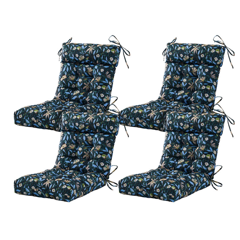 Outdoor 4'' Seat / Back Cushion, Blue Floral