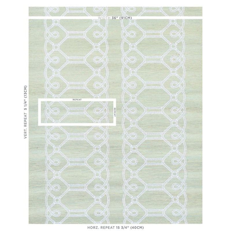 Ziz Embroidered Sisal Wallpaper, Mineral