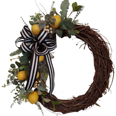 Handcrafted Faux Lemon Twig 25'' Wreath