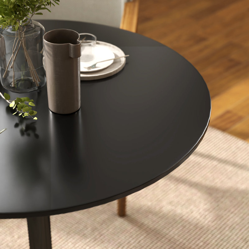 Table de salle à manger ronde avec base en acier, coussin antidérapant pour le salon