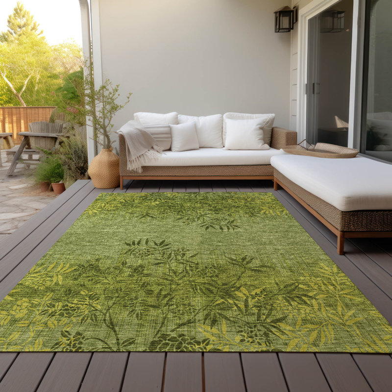 Azania Washable Floral Indoor / Outdoor Rug, Rectangle 9' x 12'