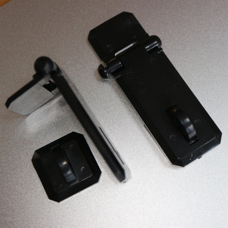 2x Black Acrylic Hasp & Staple Set 60 mm, Plastic Latch, Terrarium, Aquarium