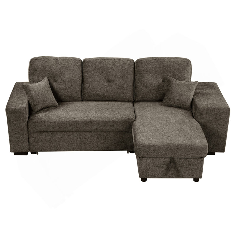 Canapé-lit modulaire réversible avec tablette latérale et 2 tabourets, canapé-lit coulissant en L, canapé-lit d'angle avec méridienne de rangement gauche / droite pour le salon, gris anthracite Knox