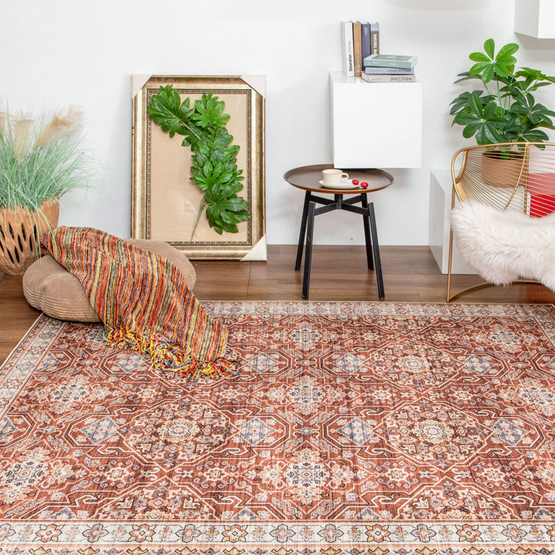 BAOLA - Tapis rétro rouille, Rectangle 7 pi 6 po x 9 pi 6 po