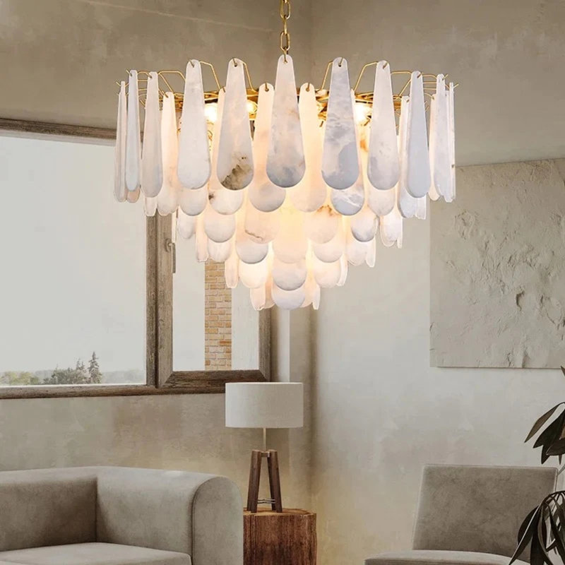 Spanish Alabaster Foyer Chandelier Lighting