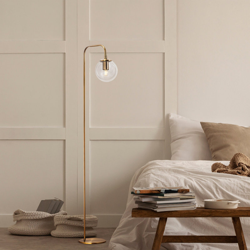 Lampe sur pied arquée 10,61 po Cawe, Or, Blanc