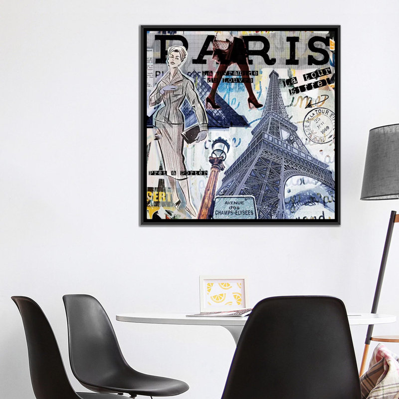 « paris looks & modes », reproduction d’impression sur toile, H 18 po x l 18 po x P 1,5 po, Toile avec cadre noir
