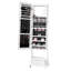 Armoire à bijoux à miroir, miroir sur pied avec rangement, organisateur de miroir à bijoux verrouillable avec miroir pleine longueur, doublure en velours, éclairage intérieur à DEL, tiroir, armoire à bijoux autoportante, blanc-1538783435