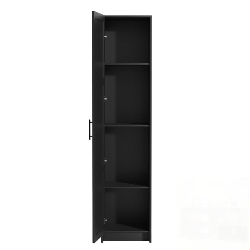Tall Narrow Storage Cabinet With 3 Adjustable Shelves, Single Door, Space-Saving Design For Small Spaces In Living Room, Kitchen, Laundry, And Bedroom