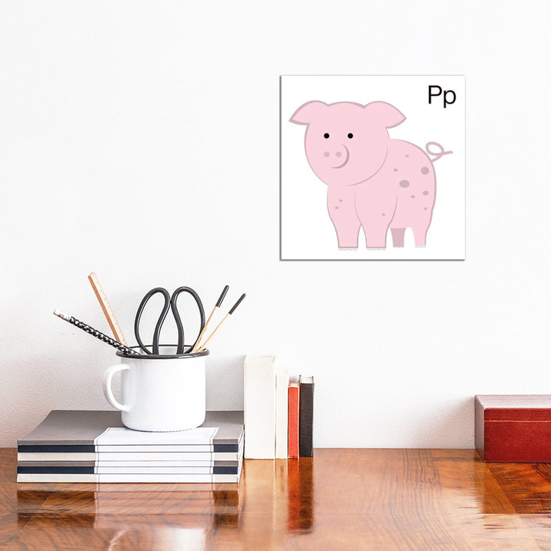 P Is For Pig by 5by5collective - Wrapped Canvas Print, 30.48cm H x 30.48cm W x 1.90cm D