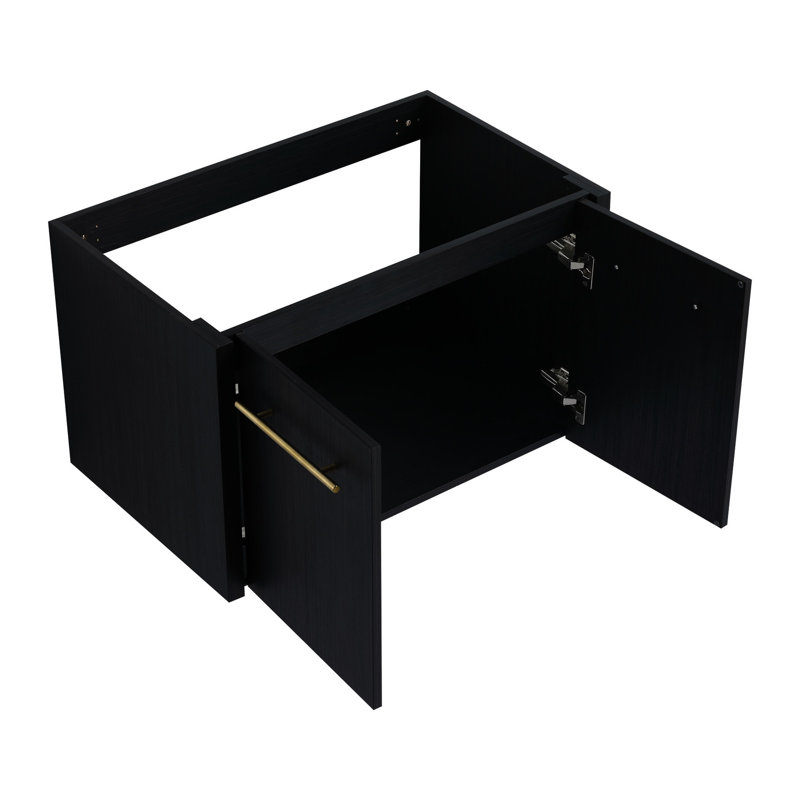 Meuble-lavabo moderne 30 po - fini mural, finition châtaignier noir avec porte et armoire de rangement abondante châtaignier, capacité amplement tendance
