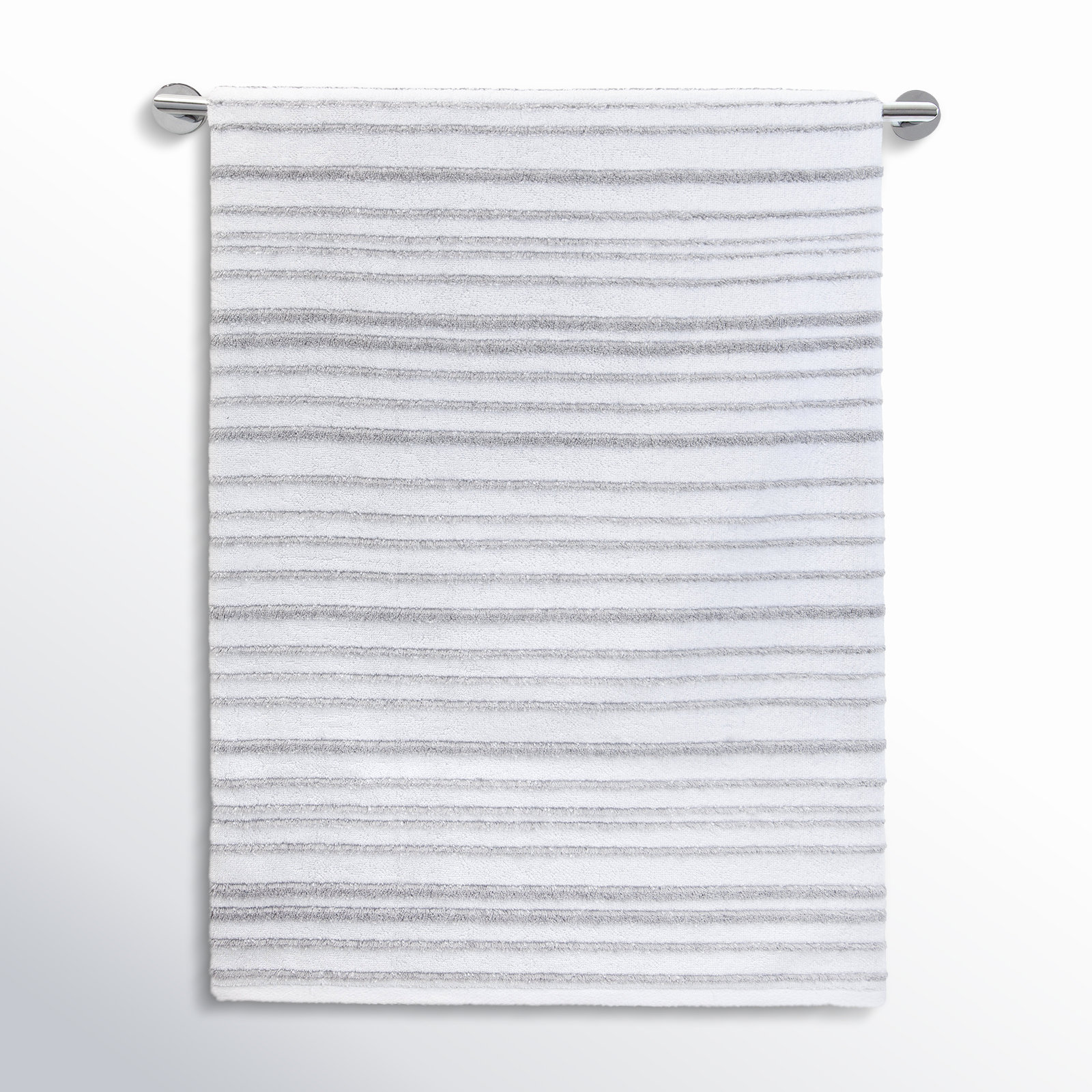 Roulston Striped Cotton Washcloth, Gray/White