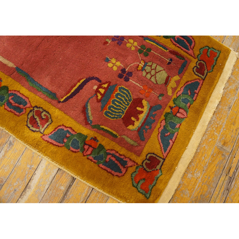 Antique Rectangle Chinese - Art Deco Small Scatter Size 1920s Wool Knotted Rug