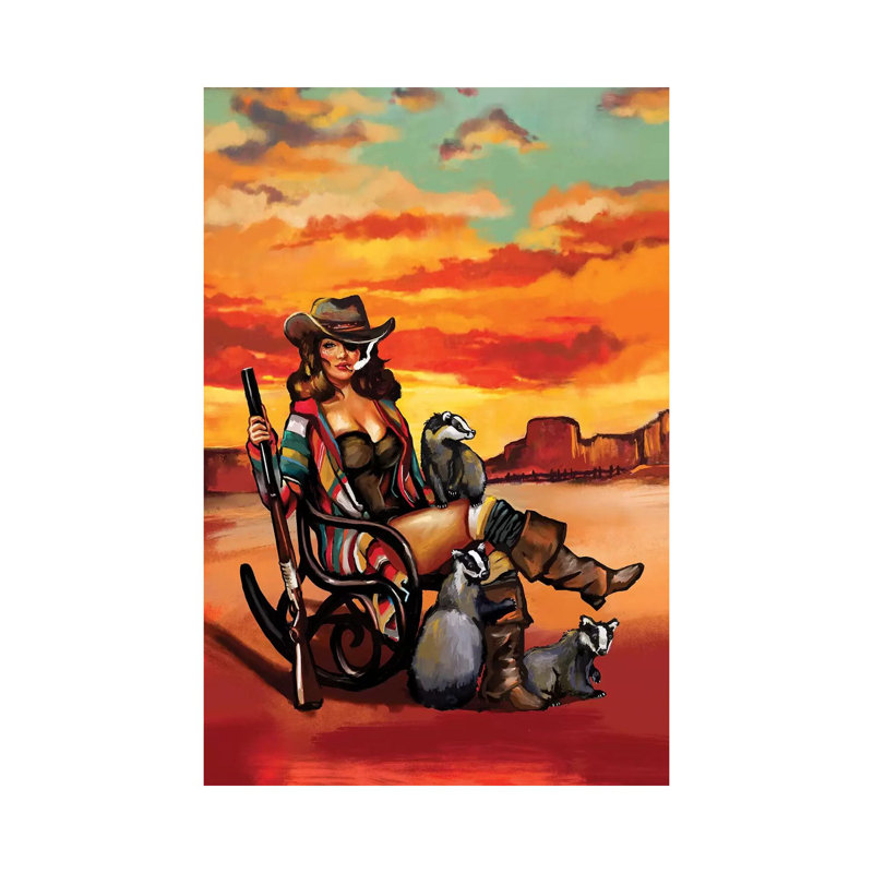 «Téquila Sunrise Badger» par The Whiskey Ginger - peinture sur toile tendue, H 26 po x l 18 po x 1,5 po