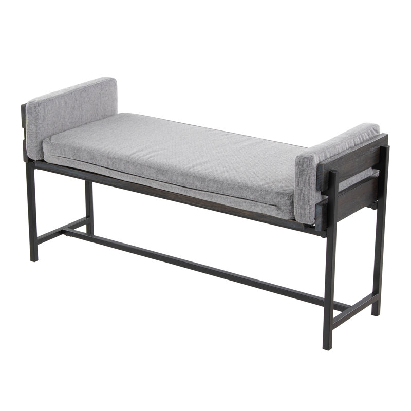 Banc de ferme 18 po avec métal, Gris