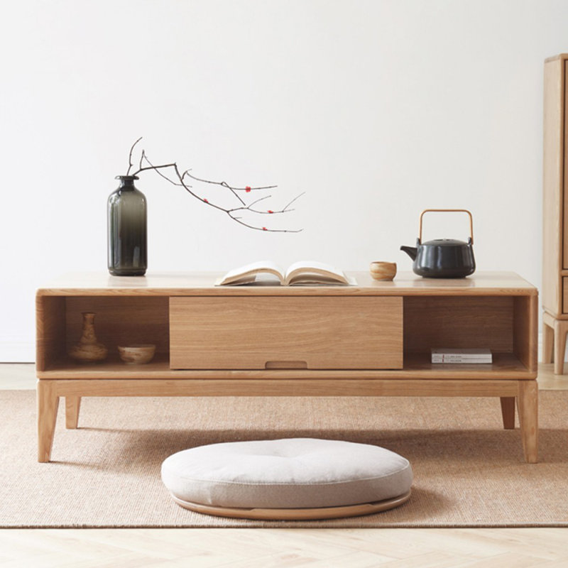 47.24" Burlywood Solid Wood Rectangular Coffee Table