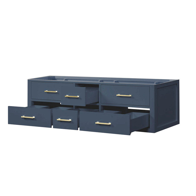 Meuble-lavabo double 60 po X P 22 po D, Doré, Bleu