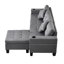 Canapé modulaire 4 places avec méridienne, porte-gobelet et 2 coussins gris Aumiller