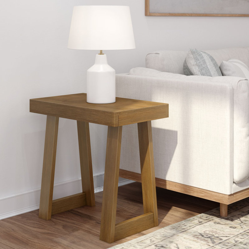 Camy Solid Wood End Table, Pecan Wirebrush