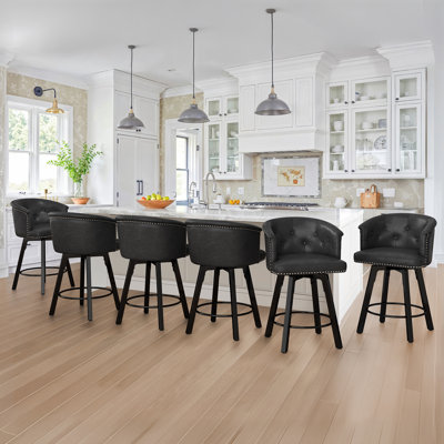 Tabouret de comptoir pivotant avec siège rembourré et structure en métal, ensemble de 6