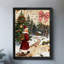 Art mural rétro noir avec père Noël et arbre de Noël, impressions de style rétro-1458346256
