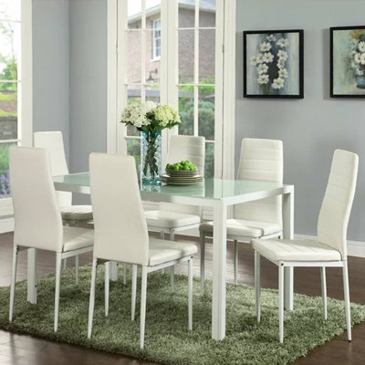 Rosenzweig 6 - Person Glass Top Four Leg Dining Set