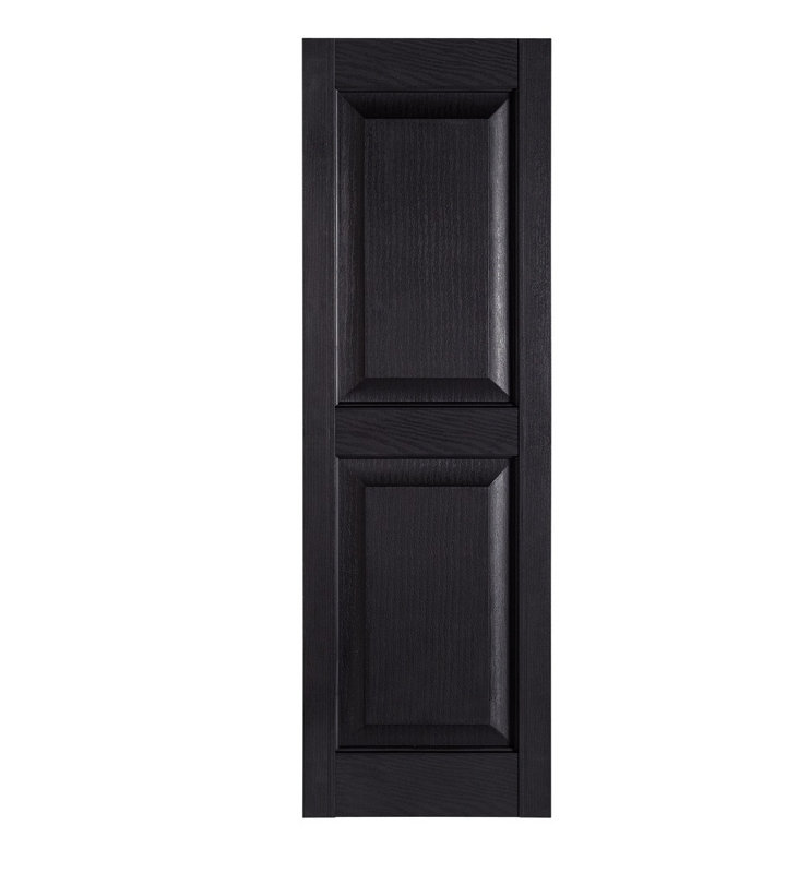 Premier Black Polypropylene Raised Panel Exterior Shutters, 15" x 67"