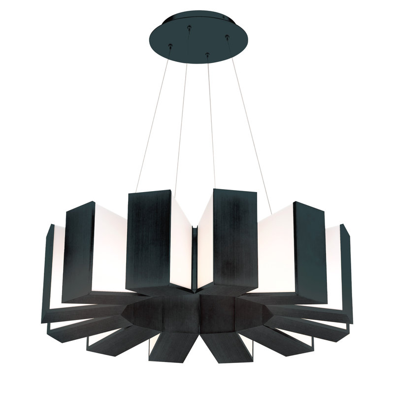 Chronos 12 - Light Unique / Statement Drum LED Chandelier, Black, 10" H X 34" W X 34" D , 12 Lights