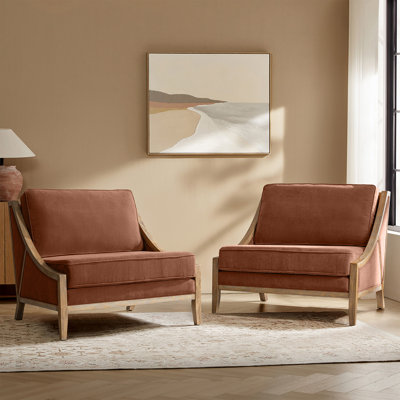 Theoren 37.5"W Farmhouse Oversize Solid Wood Accent Chair
