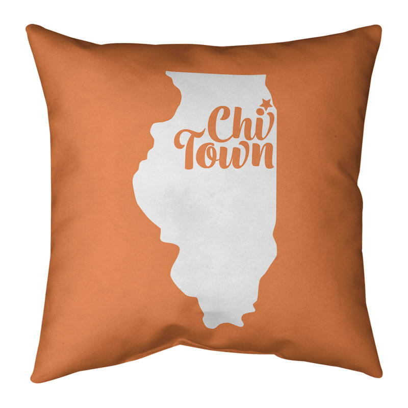 Housse de coussin en coton, Chi Town, 14 po x 14 po, Orange