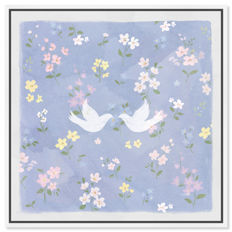 Love Doves Print by Oliver Gal, 21"H x 21"W, White Floater Frame